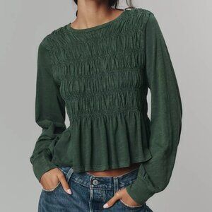 Anthropologie - Pilcro Long-Sleeve Smocked Top